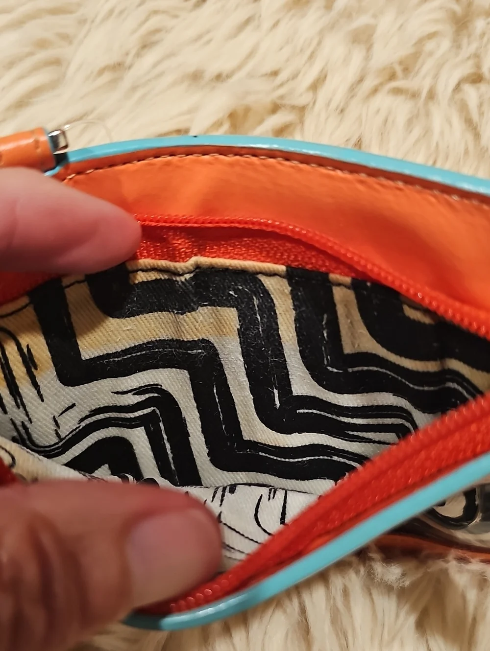 Lodis Salmon & Teal Card Holder Zip Wallet